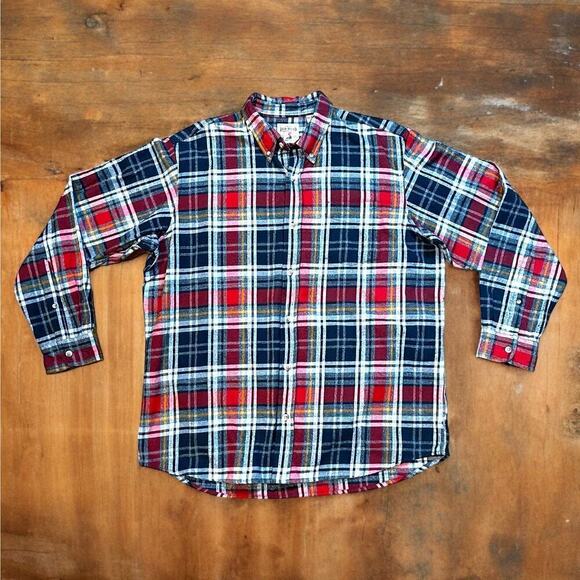Red Head Brand Co. Shirt Mens Plaid Flannel Long Sleeve Red Blue Yellow Sz XL - Picture 1 of 11